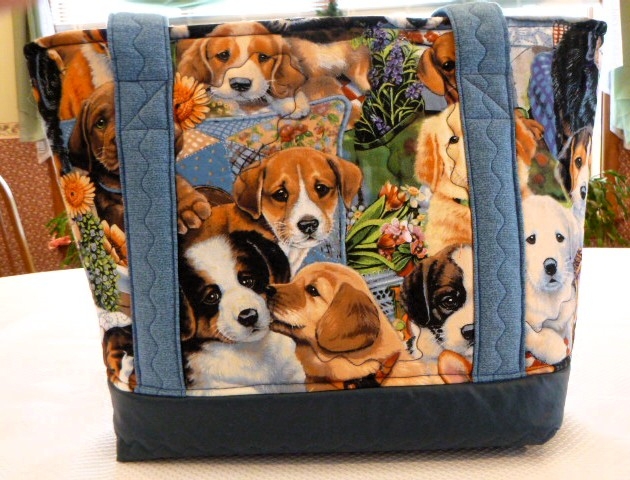 Blue bag w/ puppies design