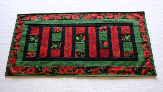 Red/Green Poppies 37"X17.5" Table Runner